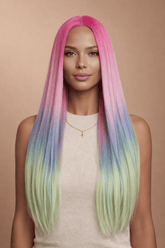 ATLANTIS - Rainbow Ombre - Lace Front Wig | Rainbow, 24 Inch, T-Part Lace Front, Synthetic Hair | Milk & Honey Wigs
