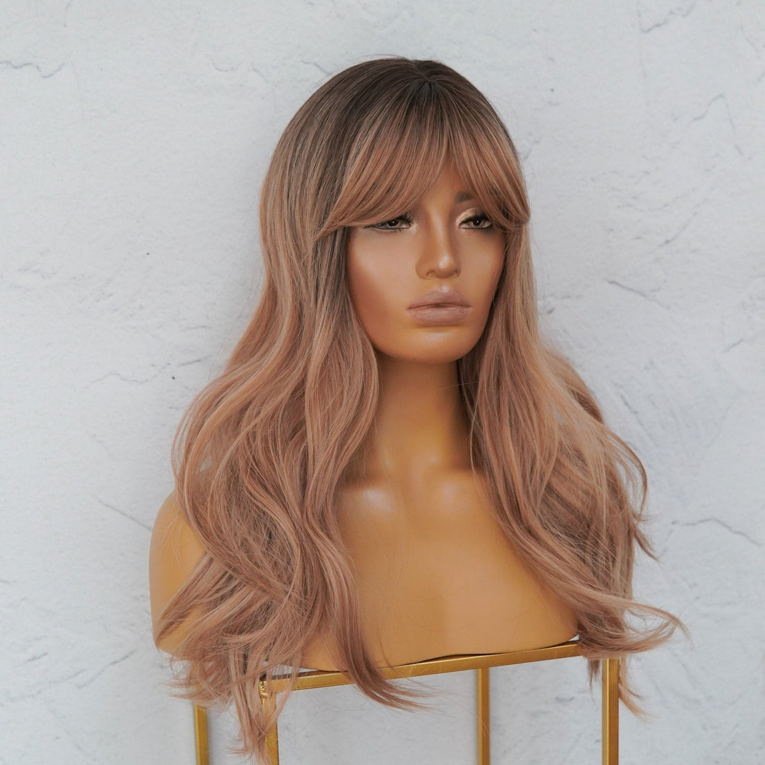 AUGUST Brown Ombre synthetic natural wave fringe wig | Milk &amp; Honey Wigs