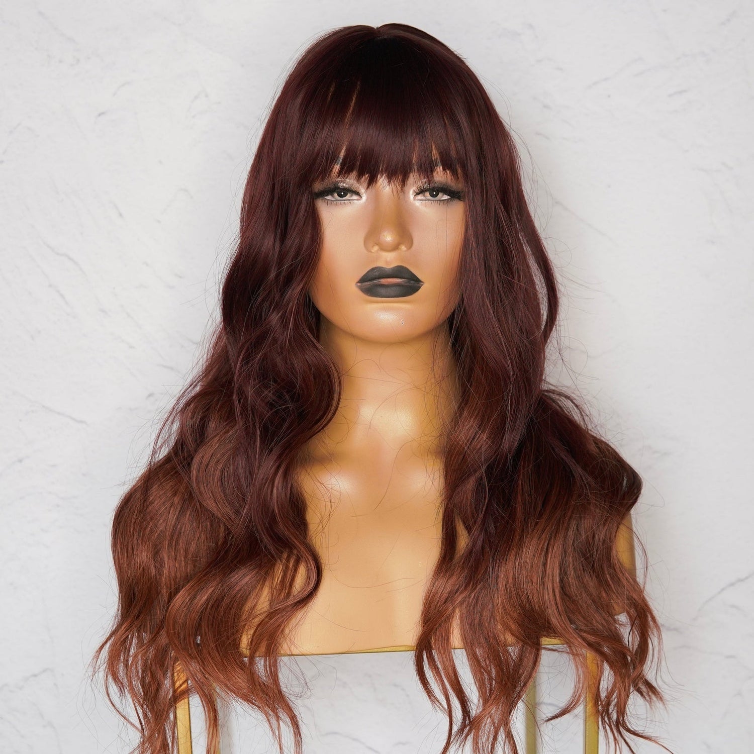 AUTUMN Mahogany Brown Ombre Fringe Wig - Milk &amp; Honey Wigs