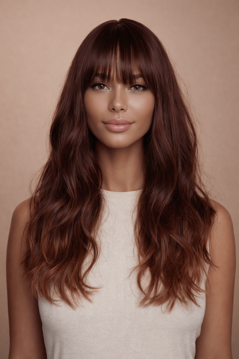 AUTUMN - Mahogany Brown Ombre - Fringe Wig - Milk &amp; Honey Wigs
