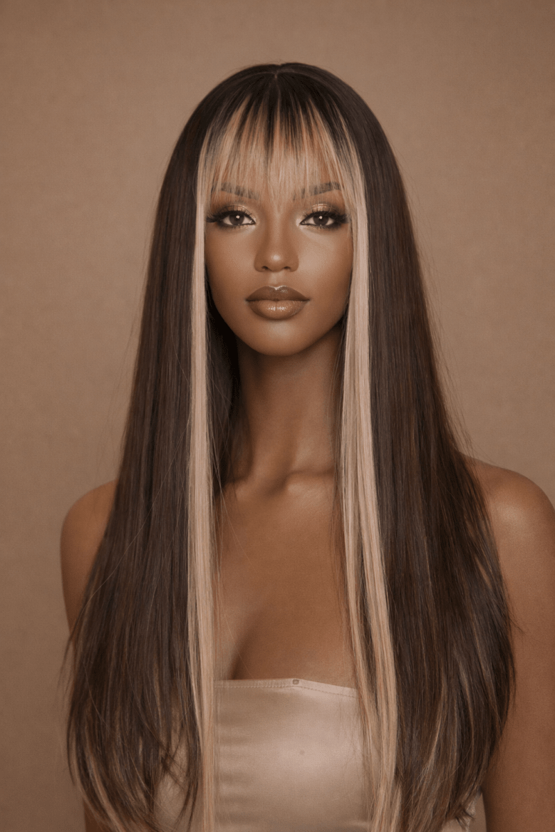 AVERY - Mocha - Fringe Wig | Brown, 26 Inch, Fringe, Synthetic Hair | Milk &amp; Honey Wigs