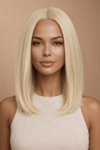BARBIE blonde synthetic straight bob lace front wig | Milk &amp; Honey Wigs