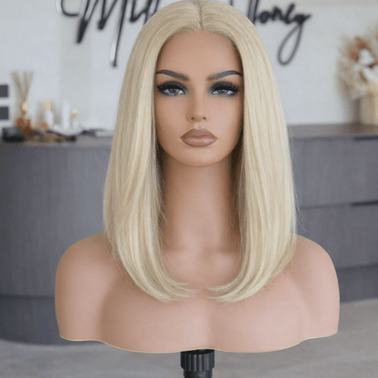 BARBIE blonde synthetic straight bob lace front wig | Milk &amp; Honey Wigs