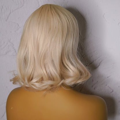 BENNI platinum blonde synthetic wavy bob fringe wig | Milk &amp; Honey Wigs