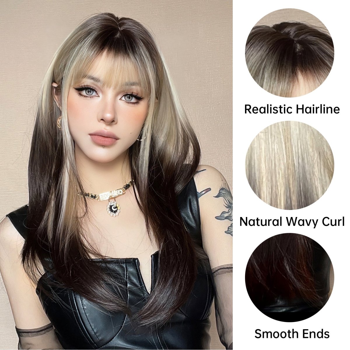 Black and Platinum Blonde Split Wig - MARKETPLACE | Black, Fringe, Synthetic Hair | Milk &amp; Honey Wigs
