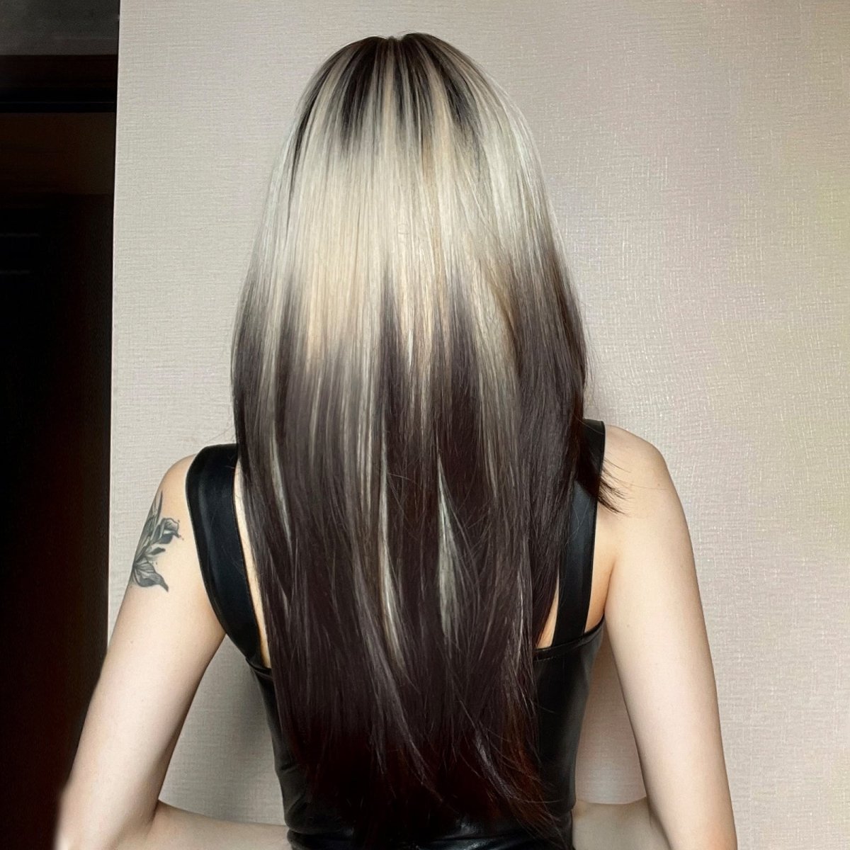 Black and Platinum Blonde Split Wig - MARKETPLACE | Black, Fringe, Synthetic Hair | Milk &amp; Honey Wigs