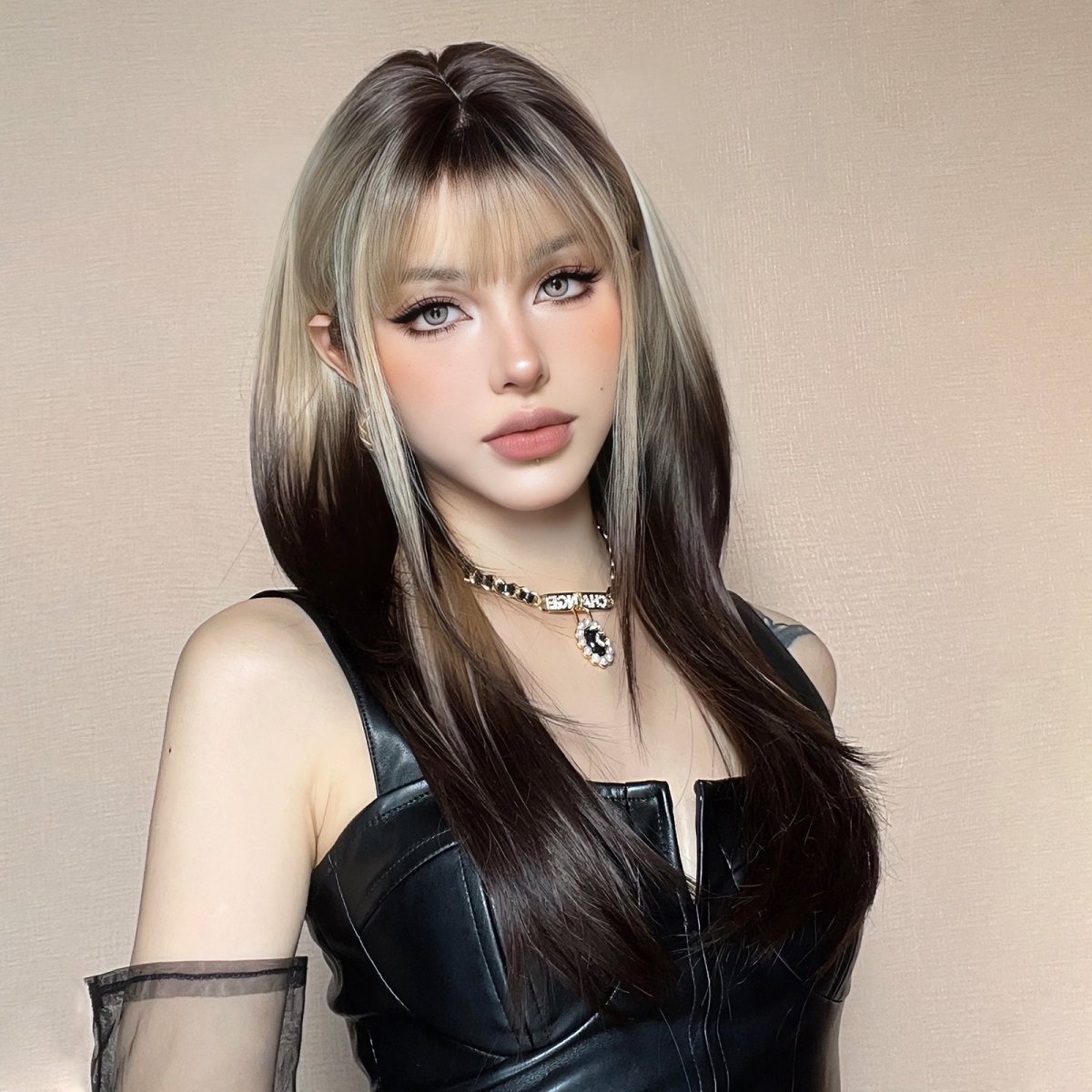Black and Platinum Blonde Split Wig - MARKETPLACE | Black, Fringe, Synthetic Hair | Milk &amp; Honey Wigs