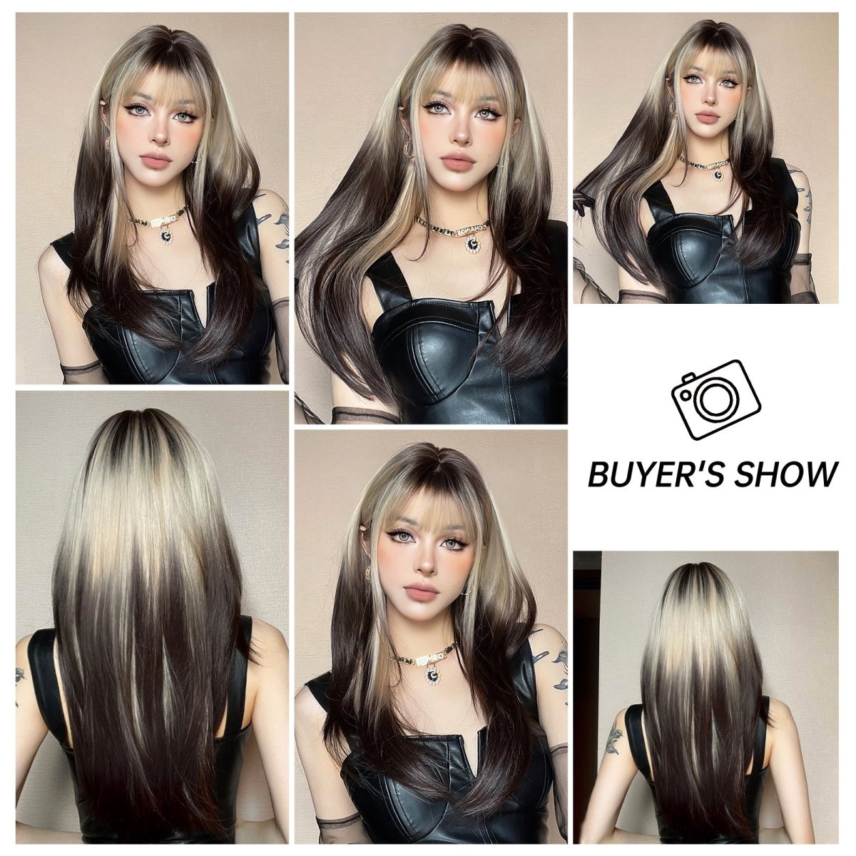 Black and Platinum Blonde Split Wig - MARKETPLACE | Black, Fringe, Synthetic Hair | Milk &amp; Honey Wigs