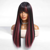 Black Highlight Pink Wig - MARKETPLACE | Brown, Fringe, Synthetic Hair | Milk & Honey Wigs