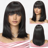 Black Mid-Length Wig- MARKETPLACE | Black, Fringe, Synthetic Hair | Milk & Honey Wigs