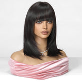 Black Mid-Length Wig- MARKETPLACE | Black, Fringe, Synthetic Hair | Milk & Honey Wigs