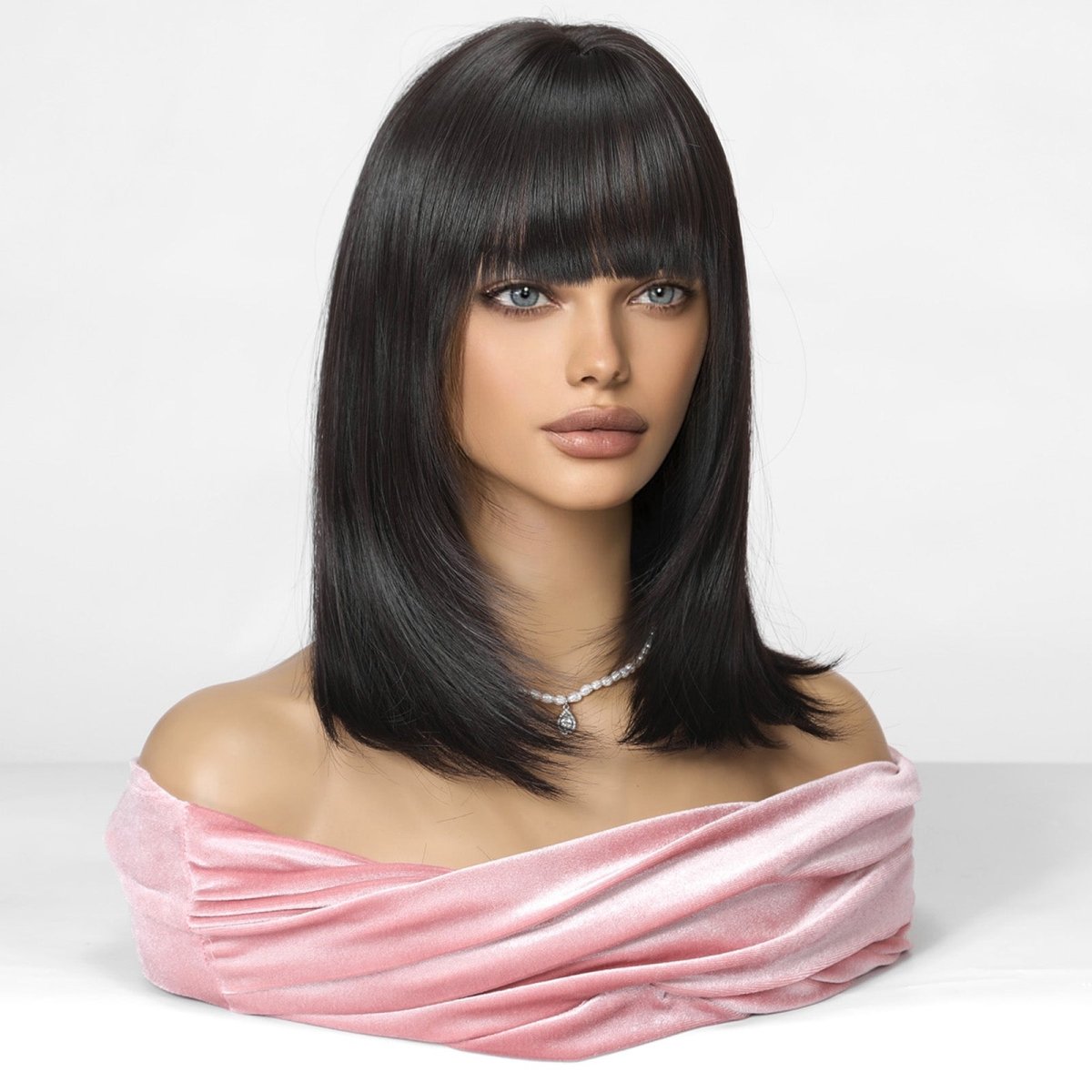 Black Mid-Length Wig- MARKETPLACE | Black, Fringe, Synthetic Hair | Milk &amp; Honey Wigs
