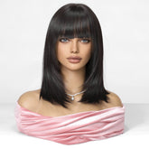 Black Mid-Length Wig- MARKETPLACE | Black, Fringe, Synthetic Hair | Milk & Honey Wigs
