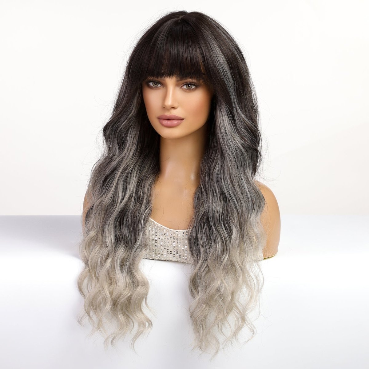 Black to Silver Ombre Wig - MARKETPLACE | Black, Fringe, Synthetic Hair | Milk &amp; Honey Wigs