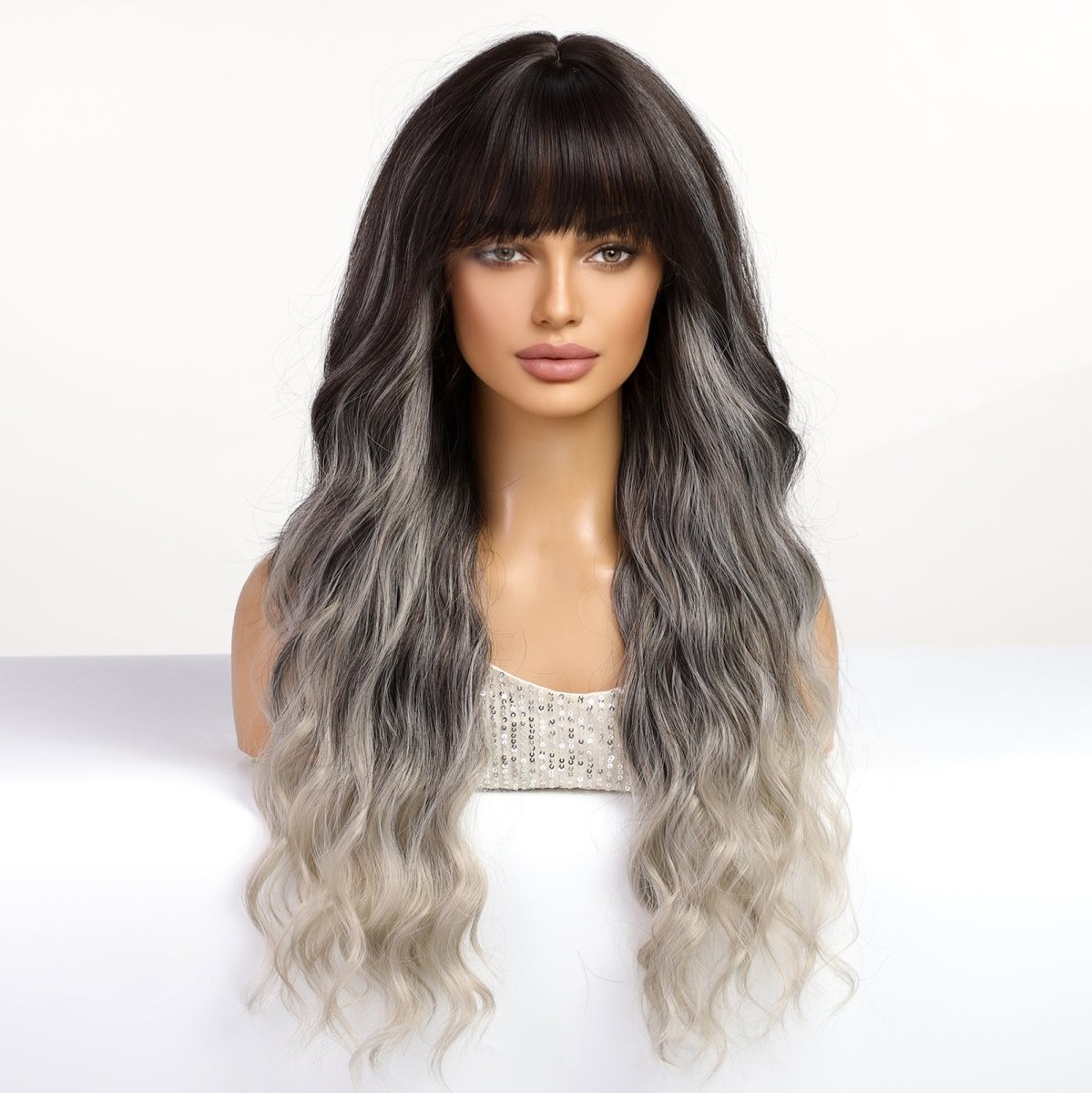 Black to Silver Ombre Wig - MARKETPLACE | Black, Fringe, Synthetic Hair | Milk &amp; Honey Wigs