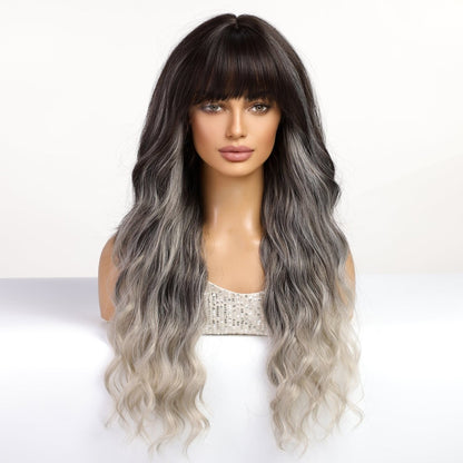 Black to Silver Ombre synthetic lace front wig | Milk &amp; Honey Wigs