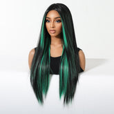Black Wig with Emerald Green Face-Framing Highlights Wig - MARKETPLACE | Green, Fringe, Synthetic Hair | Milk & Honey Wigs
