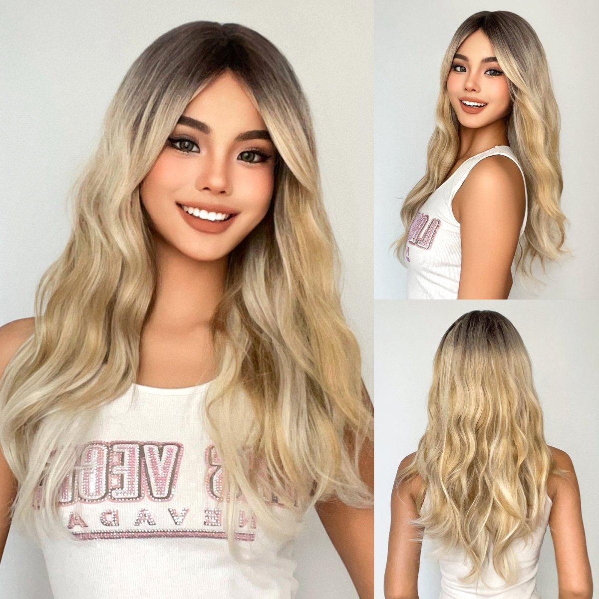 Blonde Ombre Wavy Wig - MARKETPLACE | Blonde, Fringe, Synthetic Hair | Milk &amp; Honey Wigs