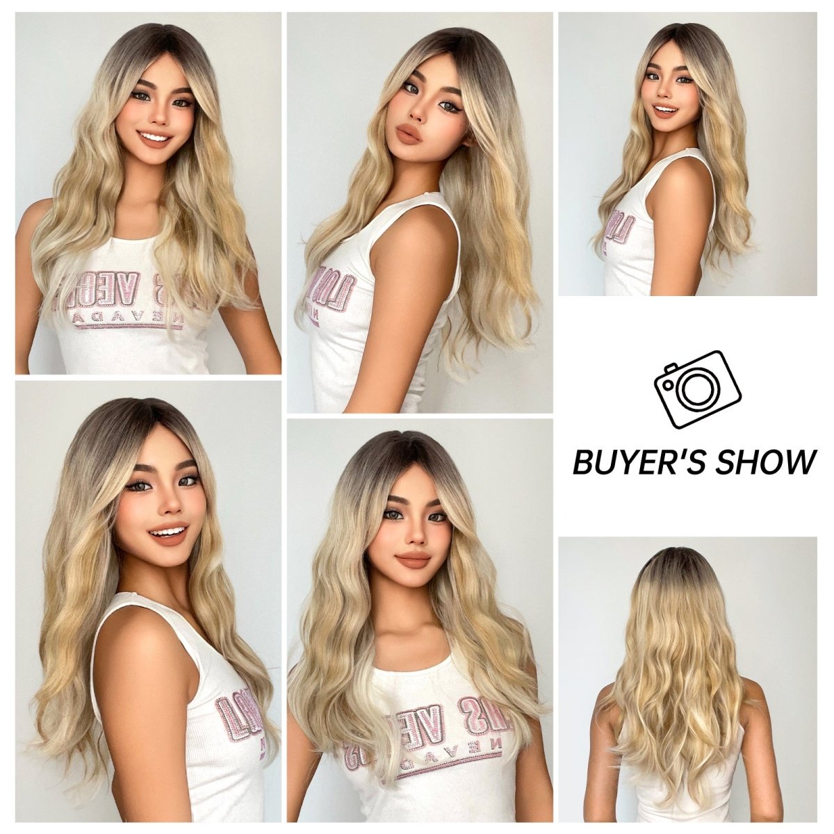 Blonde Ombre Wavy Wig - MARKETPLACE | Blonde, Fringe, Synthetic Hair | Milk &amp; Honey Wigs