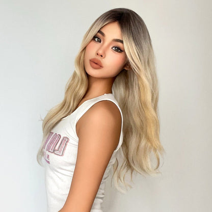 Blonde Ombre Wavy Blonde Ombre synthetic wavy lace front wig | Milk &amp; Honey Wigs