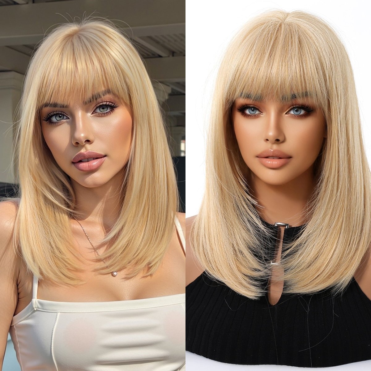 Blonde Straight with Full Fringe Wig- MARKETPLACE | Blonde, Fringe, Synthetic Hair | Milk &amp; Honey Wigs