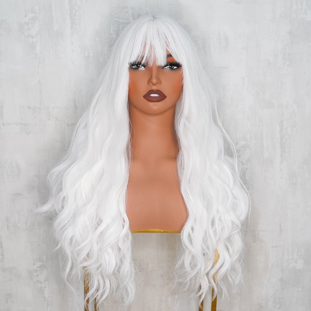 BONNIE White Fringe Wig | White, 22 Inch, Fringe, Synthetic Hair | Milk &amp; Honey Wigs