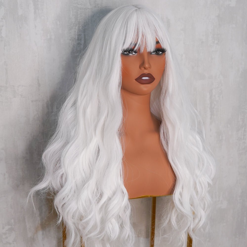 BONNIE White Fringe Wig | White, 22 Inch, Fringe, Synthetic Hair | Milk &amp; Honey Wigs