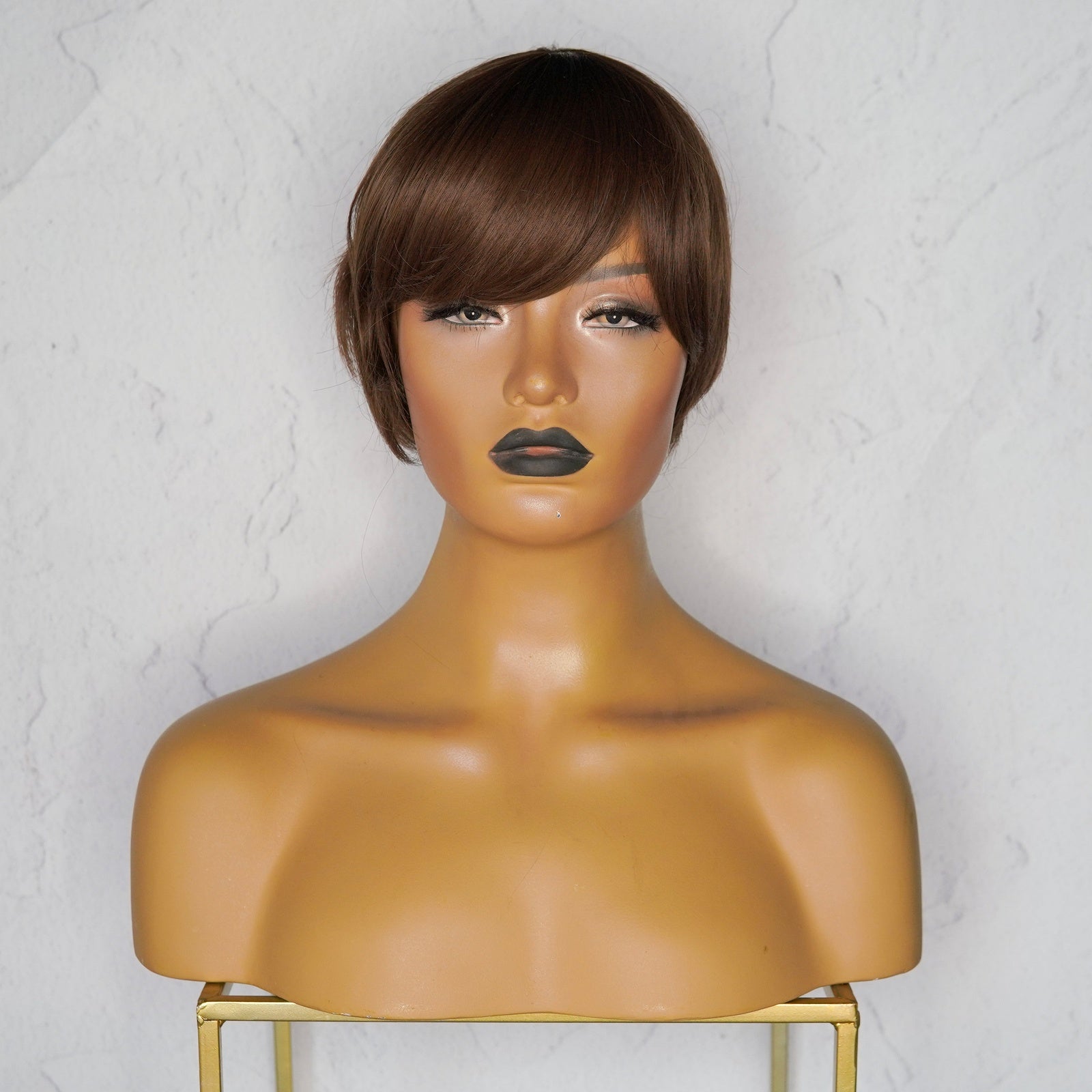 BRIDE Caramel Brown Pixie Cut Fringe Wig | Milk &amp; Honey Wigs