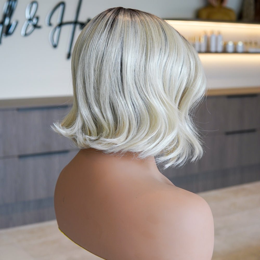 BRIELLA - Ombre Blonde - Lace Front Wig | Blonde, 12 Inch &amp; Shorter, Mono Lace Front, Synthetic Hair | Milk &amp; Honey Wigs