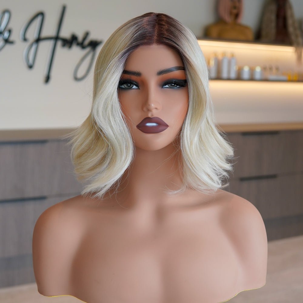 BRIELLA - Ombre Blonde - Lace Front Wig | Blonde, 12 Inch &amp; Shorter, Mono Lace Front, Synthetic Hair | Milk &amp; Honey Wigs