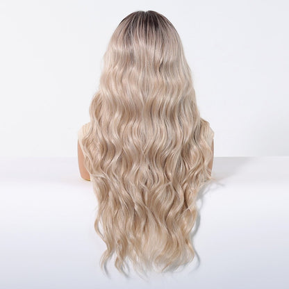 Brown root blonde synthetic wavy lace front wig | Milk &amp; Honey Wigs
