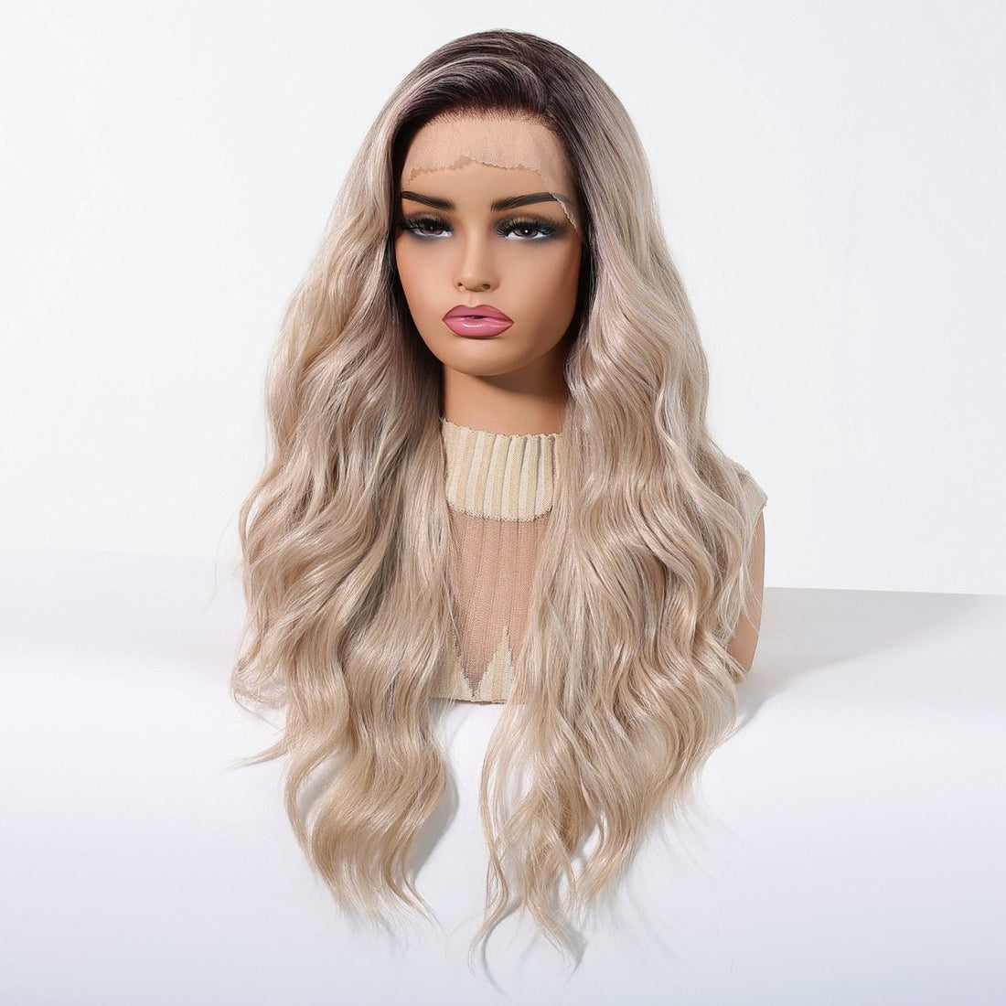 Brown Root Blonde Wavy 13x6 Lace Front Wig - MARKETPLACE | Blonde, 13x6 Lace Front, Synthetic Hair | Milk &amp; Honey Wigs