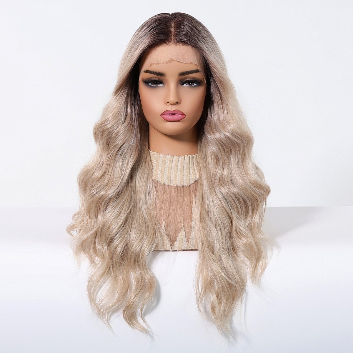 Brown Root Blonde Wavy 13x6 Lace Front Wig - MARKETPLACE | Blonde, 13x6 Lace Front, Synthetic Hair | Milk &amp; Honey Wigs