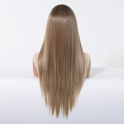Brown root synthetic straight lace front wig | Milk &amp; Honey Wigs