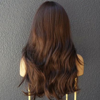 CAPRI dark brown synthetic loose curl fringe wig | Milk &amp; Honey Wigs