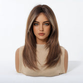 Caramel Brown with Ash Blonde Highlight Wig - MARKETPLACE | Brown, Fringe, Synthetic Hair | Milk & Honey Wigs