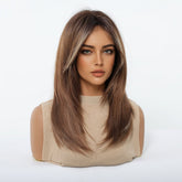 Caramel Brown with Ash Blonde Highlight Wig - MARKETPLACE | Brown, Fringe, Synthetic Hair | Milk & Honey Wigs