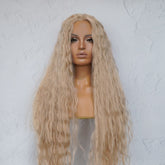 CARDI - Beach Blonde - Lace Front Wig | Blonde, 28 Inch+, T-Part Lace Front, Synthetic Hair | Milk & Honey Wigs