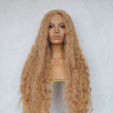 CARDI - Caramel - Lace Front Wig | Blonde, 28 Inch+, T-Part Lace Front, Synthetic Hair | Milk & Honey Wigs