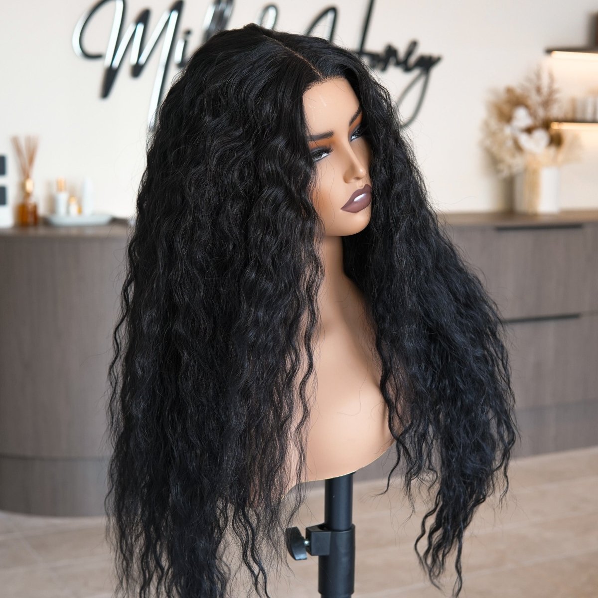 CARLY Natural Black Curl Lace Front Wig - Milk &amp; Honey Wigs
