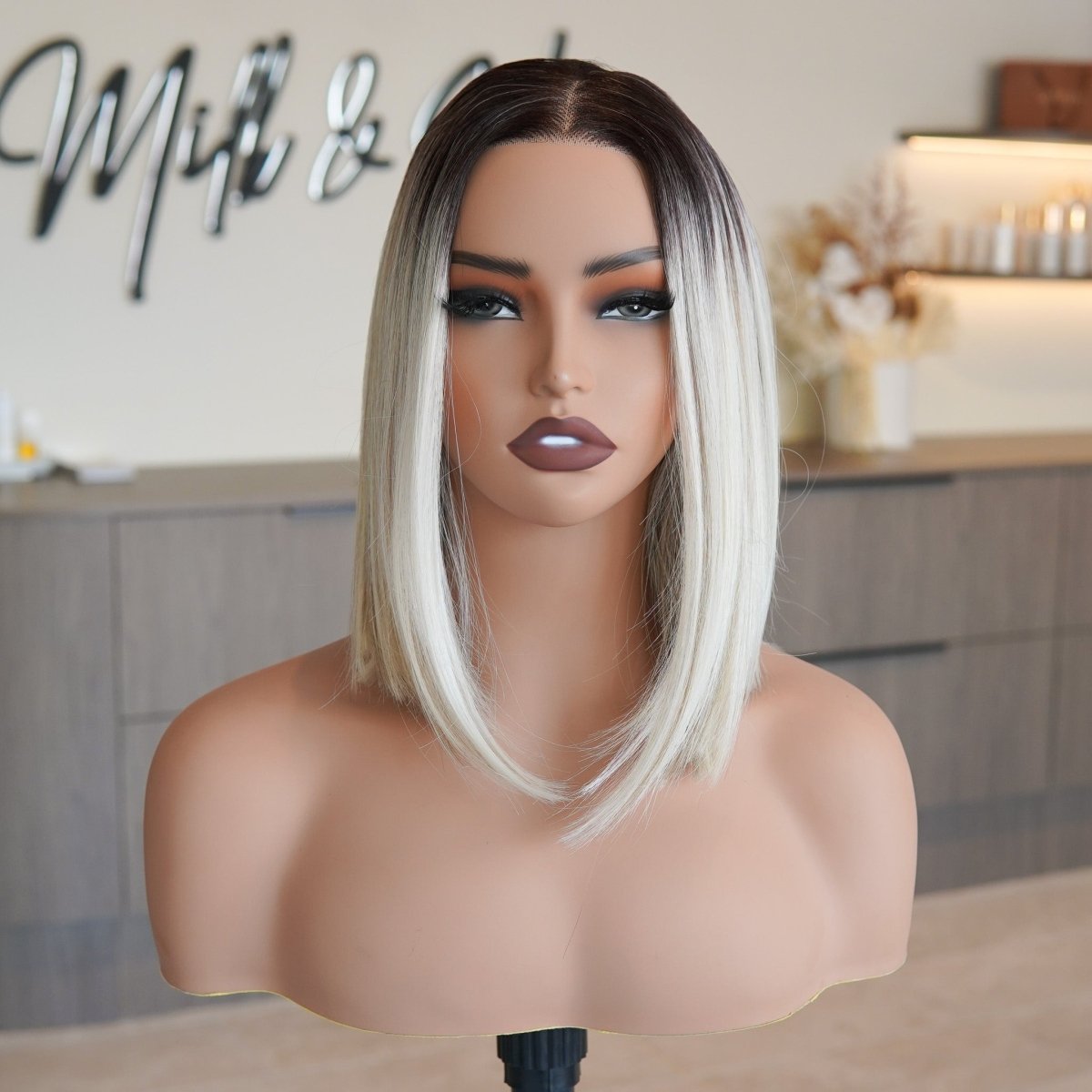 CARMEN Platinum Blonde Bob Lace Front Wig - Milk &amp; Honey Wigs