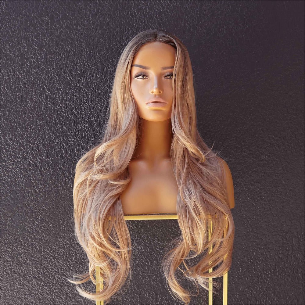 CASANDRA - Ombre Blonde - Lace Front Wig | Blonde, 26 Inch, T-Part Lace Front, Synthetic Hair | Milk &amp; Honey Wigs