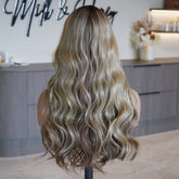 CELESTE - Caramel Ombre Blonde - Lace Front Wig | Brown, 22 Inch, T-Part Lace Front, Synthetic Hair | Milk & Honey Wigs