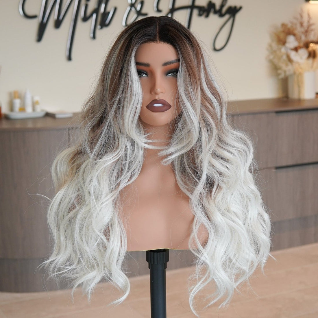 CELESTE Ombre White Blonde Lace Front Wig - Milk &amp; Honey Wigs
