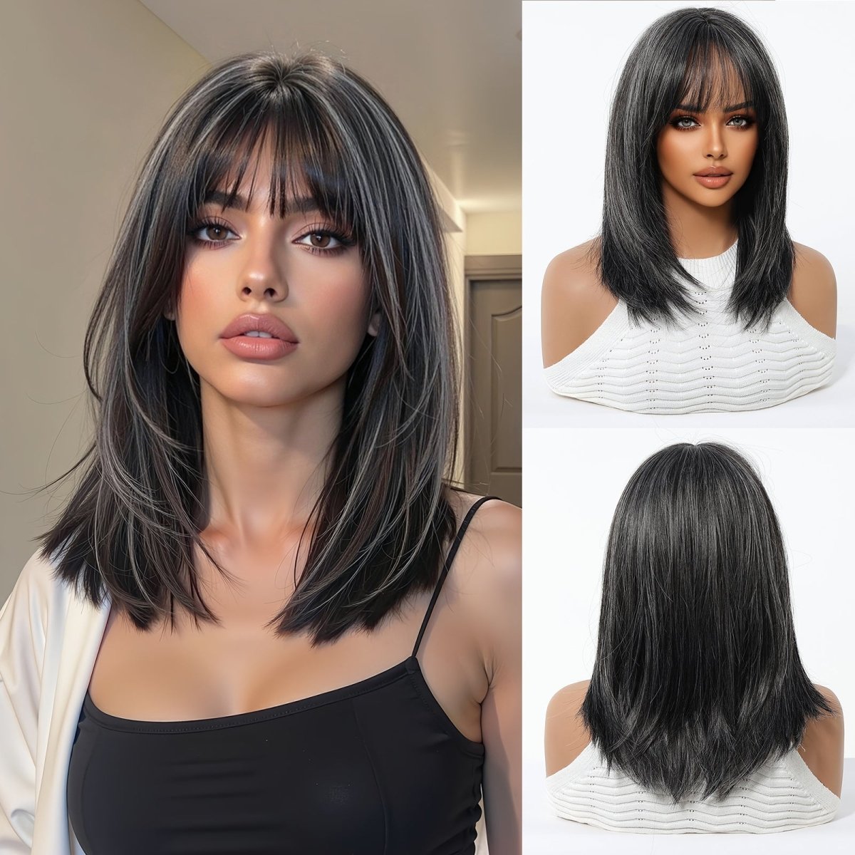 Charcoal Gray Wig - MARKETPLACE | Grey, Fringe, Synthetic Hair | Milk &amp; Honey Wigs