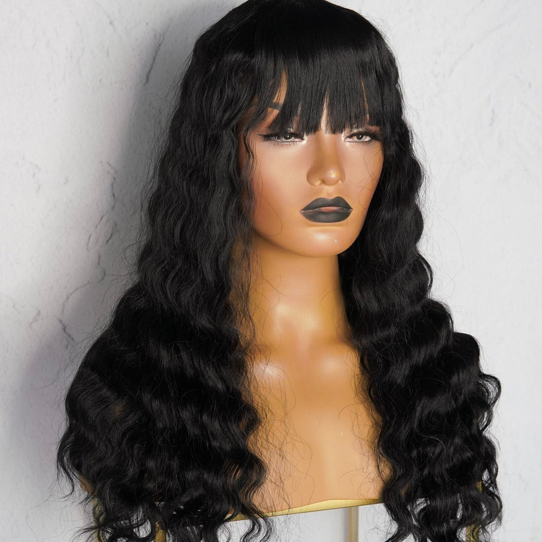 CHELSEA Black synthetic natural wave fringe wig | Milk &amp; Honey Wigs