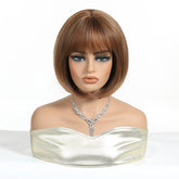 Chestnut Brown Bob with Fringe Wig - MARKETPLACE | Brown, Fringe, Synthetic Hair | Milk & Honey Wigs