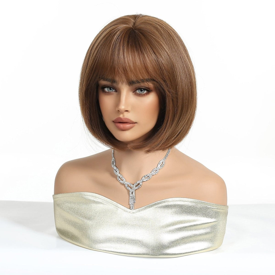 Chestnut Brown Bob with Fringe Wig - MARKETPLACE | Brown, Fringe, Synthetic Hair | Milk &amp; Honey Wigs