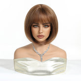 Chestnut Brown Bob with Fringe Wig - MARKETPLACE | Brown, Fringe, Synthetic Hair | Milk & Honey Wigs
