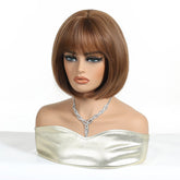 Chestnut Brown Bob with Fringe Wig - MARKETPLACE | Brown, Fringe, Synthetic Hair | Milk & Honey Wigs